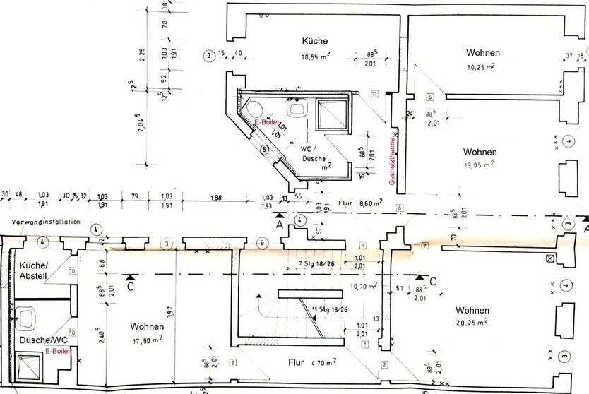 WG-Wohnung mit 4-Zimmern, 2.OG mit 2 Bädern und 2 Küchen in Gera 4 zimmer
