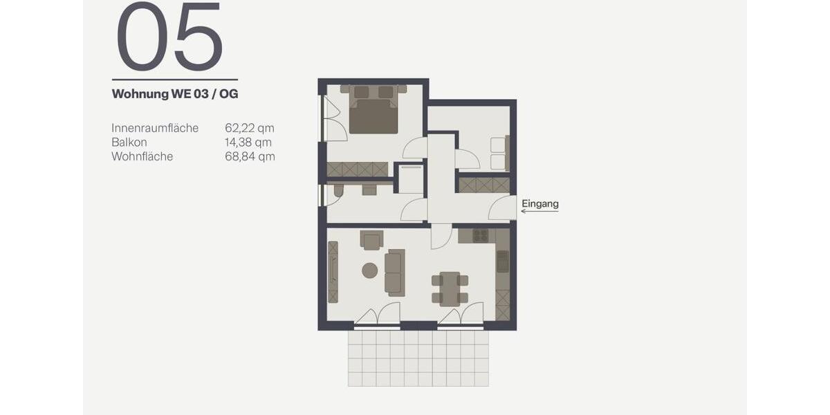 Terrassenwohnung Mehring - 2 Zimmer, 69 m&sup2;, 286.000&euro; | Angebot:26551773