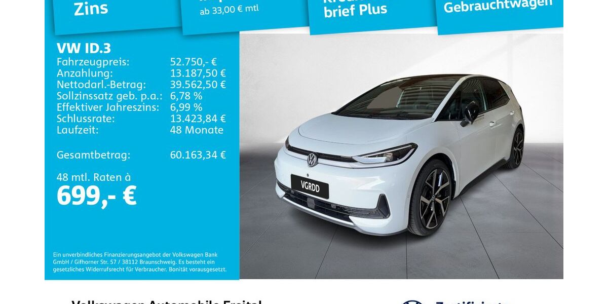 VW ID.3 2.500 km 52.750 &euro; Dresden 01169