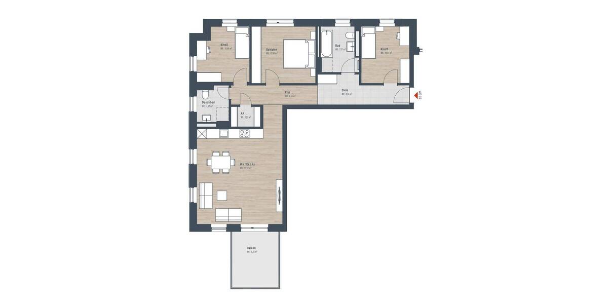 Etagenwohnung Nürnberg Großgründlach - 4 Zimmer, 102 m&sup2;, 661.432&euro; | Angebot:26851403