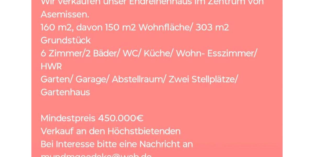 Doppelhaushälfte Leopoldshöhe - 6 Zimmer, 160 m&sup2;, 450.000&euro; | Angebot:26821796