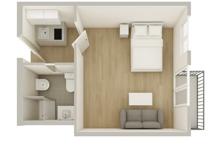 2-Zimmer-Wohnung mit Balkon in ruhiger Lage mit Einbauküche zimmer