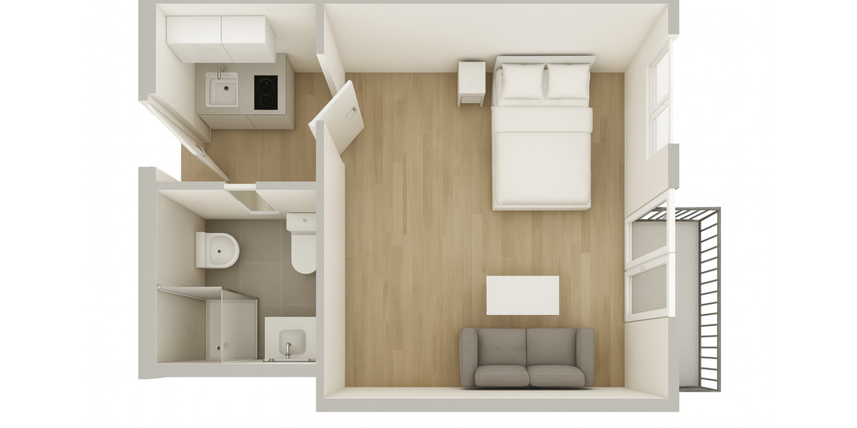 2-Zimmer-Wohnung mit Balkon in ruhiger Lage mit Einbauküche zimmer