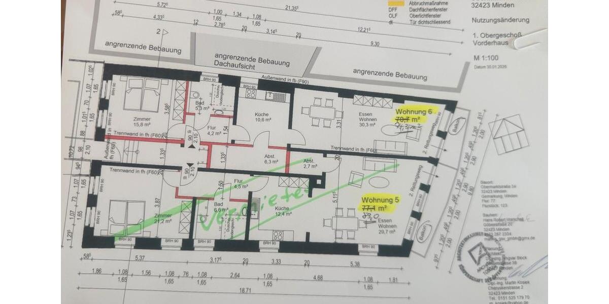 Etagenwohnung Minden - 2 Zimmer, 74 m&sup2;, 799&euro; | Angebot:26446423