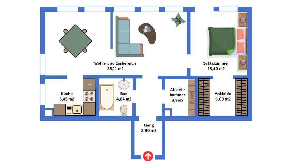 Erdgeschoßwohnung Mindelheim - 2.5 Zimmer, 79 m&sup2;, 1.100&euro; | Angebot:25406920
