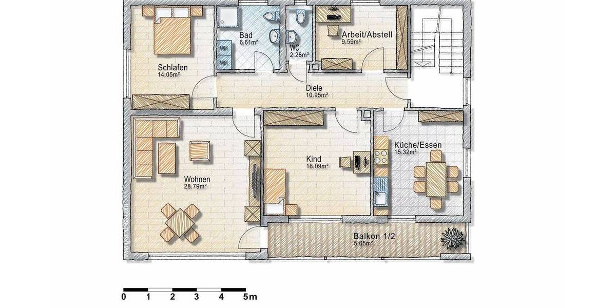 Etagenwohnung Hollenbach - 4 Zimmer, 111 m&sup2;, 1.150&euro; | Angebot:26388524