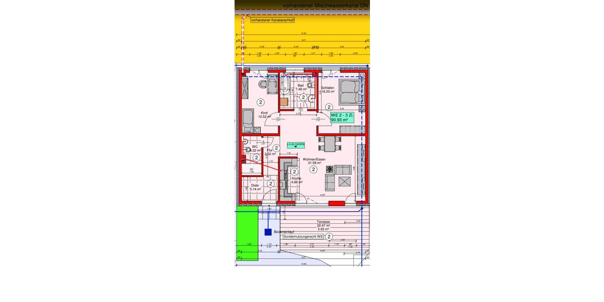 Erdgeschoßwohnung Karlsruhe Knielingen - 3 Zimmer, 91 m&sup2;, 499.000&euro; | Angebot:25292103