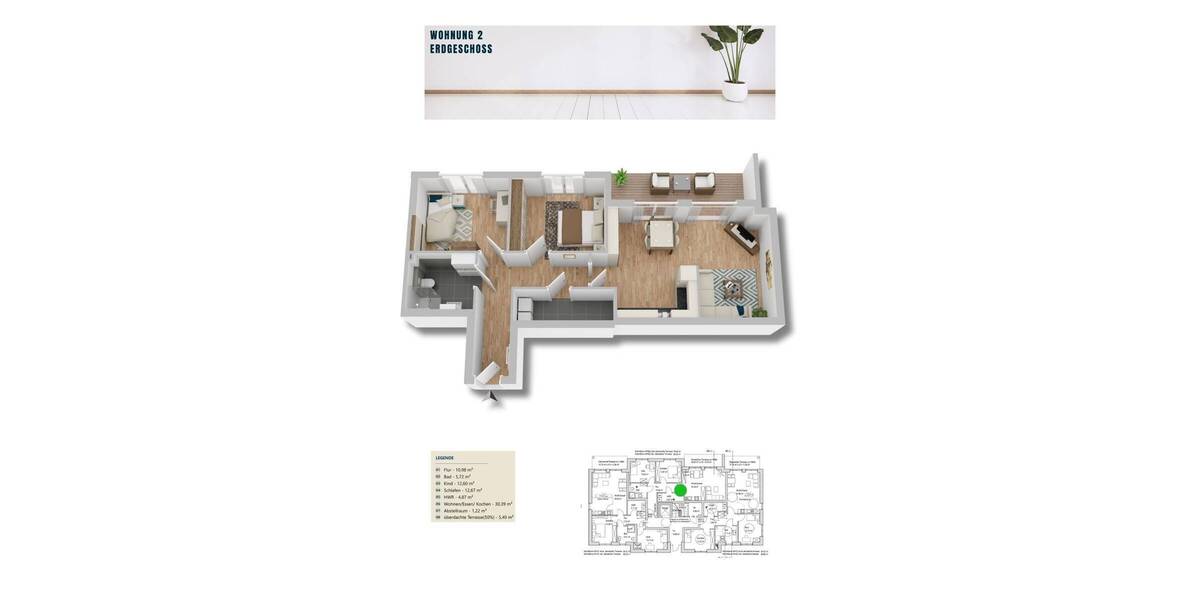 Etagenwohnung Wallenhorst / Rulle Rulle - 3 Zimmer, 83 m&sup2;, 336.000&euro; | Angebot:26205785