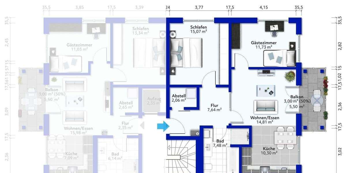 Etagenwohnung Wernigerode - 3 Zimmer, 72 m&sup2;, 289.500&euro; | Angebot:25475435
