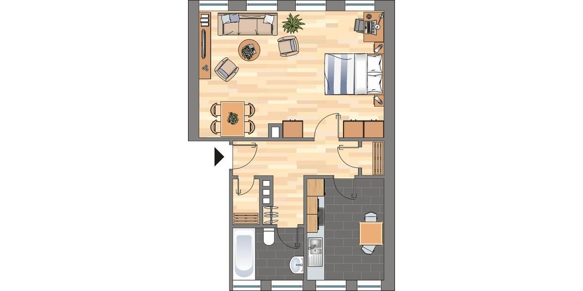 Etagenwohnung Kiel Gaarden-Ost - 1 Zimmer, 50 m&sup2;, 433&euro; | Angebot:26672363