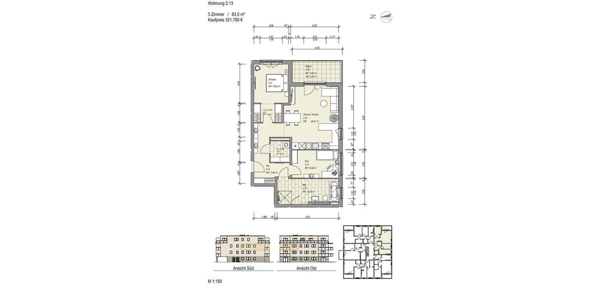 Etagenwohnung Sickte Niedersickte - 3 Zimmer, 95 m&sup2;, 365.350&euro; | Angebot:24233811