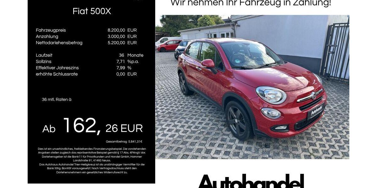 Fiat 500X 128.390 km 8.200 &euro; Trier 54295