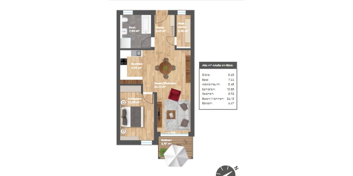 Etagenwohnung Parsberg - 2 Zimmer, 66 m&sup2;, 750&euro; | Angebot:25422640