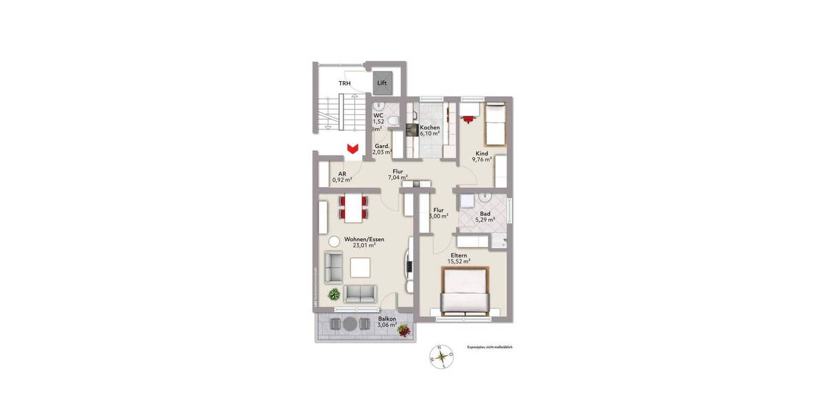 Etagenwohnung Rielasingen-Worblingen Worblingen - 3 Zimmer, 77 m&sup2;, 289.000&euro; | Angebot:26683808