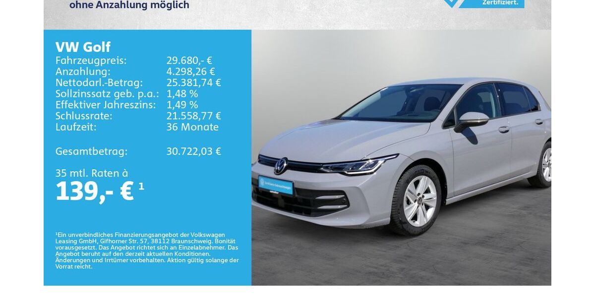 VW Golf 14.000 km 29.680 &euro; Kreuzwertheim 97892