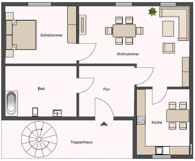 Etagenwohnung Halle (Saale) Innenstadt - 2 Zimmer, 52 m&sup2;, 472&euro; | Angebot:26891628