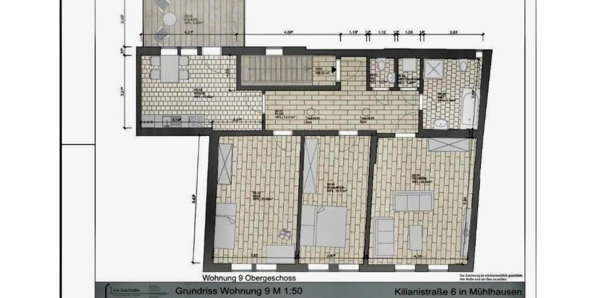 Etagenwohnung Mühlhausen (Thüringen) - 3 Zimmer, 109 m&sup2;, 830&euro; | Angebot:26394971