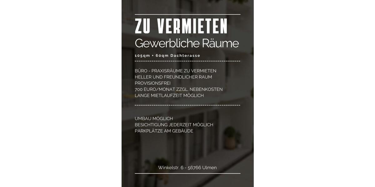 Gewerbliche Räume am Marktplatz Ulmen 95qm + 60qm Dachterasse zimmer