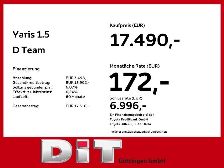 Toyota Yaris 30.900 km 17.490 &euro; Osterode 37520
