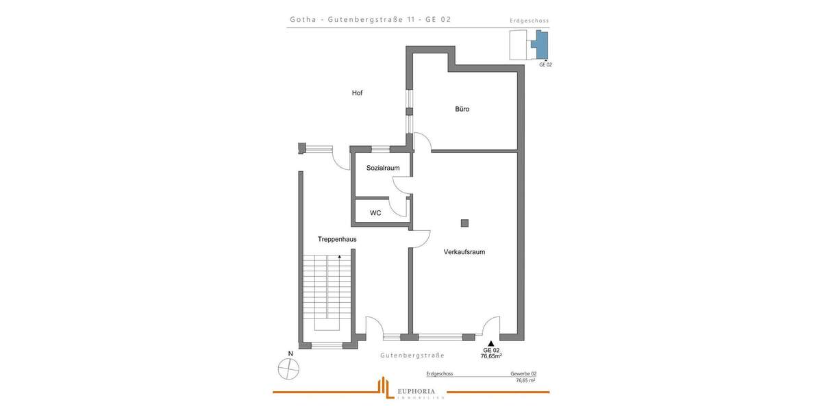 Gewerbeobjekt Gotha - 2 Zimmer, 615&euro; | Angebot:25738084