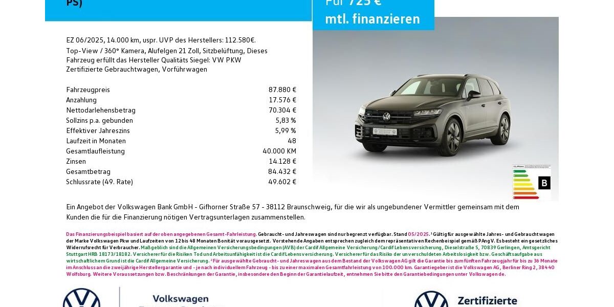 VW Touareg 14.000 km 87.880 € Bamberg 96052