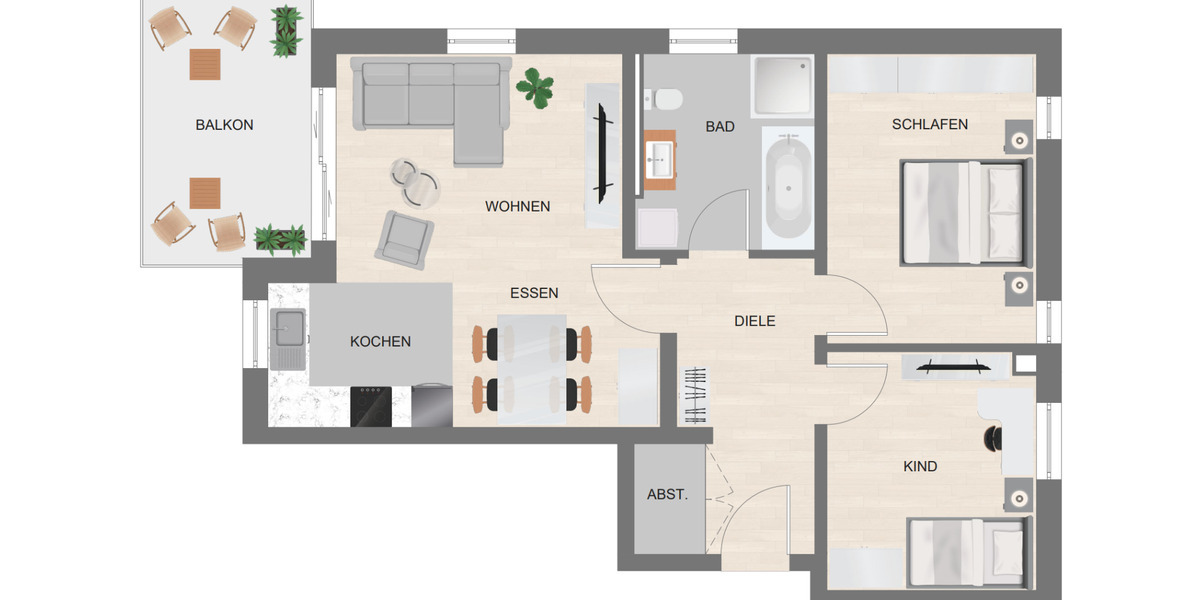 Etagenwohnung Freystadt - 3 Zimmer, 70 m&sup2;, 945&euro; | Angebot:24976722