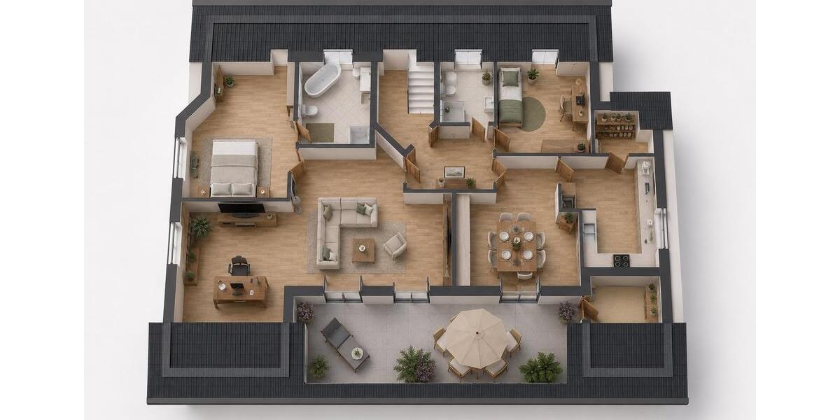 Dachgeschoßwohnung Waldbüttelbrunn - 4 Zimmer, 150 m&sup2;, 555.000&euro; | Angebot:27021231