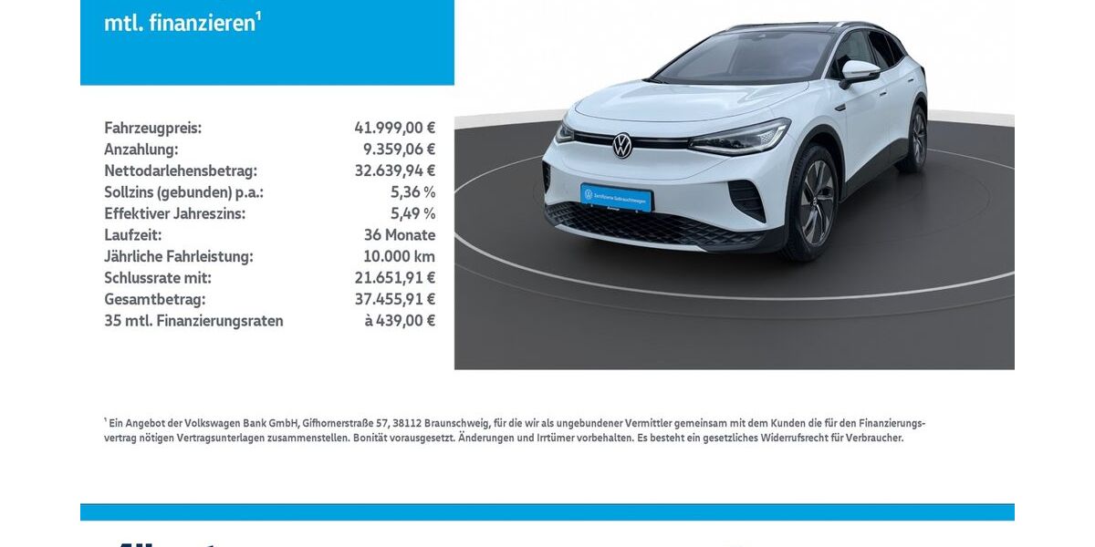 VW ID.4 29.825 km 41.999 &euro; Mühlhausen/Thüringen 99974