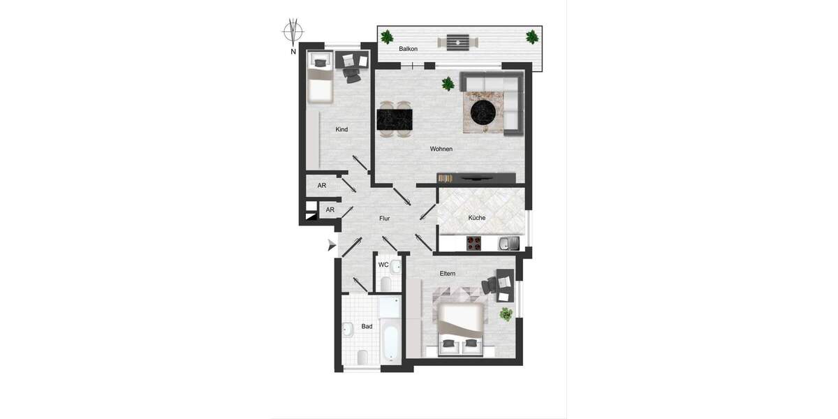 Etagenwohnung Ganderkesee - 3 Zimmer, 72 m&sup2;, 169.000&euro; | Angebot:24544266