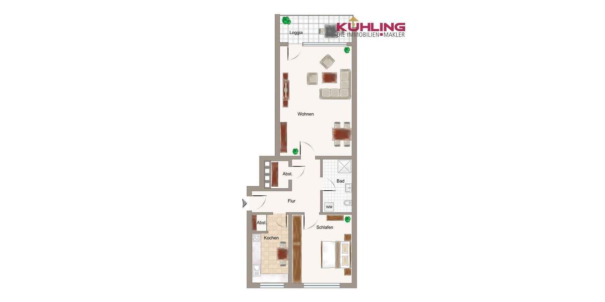 Etagenwohnung Vechta - 2 Zimmer, 67 m&sup2;, 162.000&euro; | Angebot:25777487