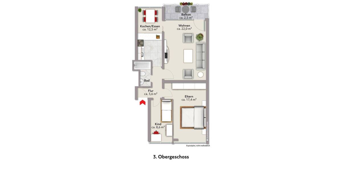 Etagenwohnung Bremen Gröpelingen - 3 Zimmer, 70 m&sup2;, 980&euro; | Angebot:26866041