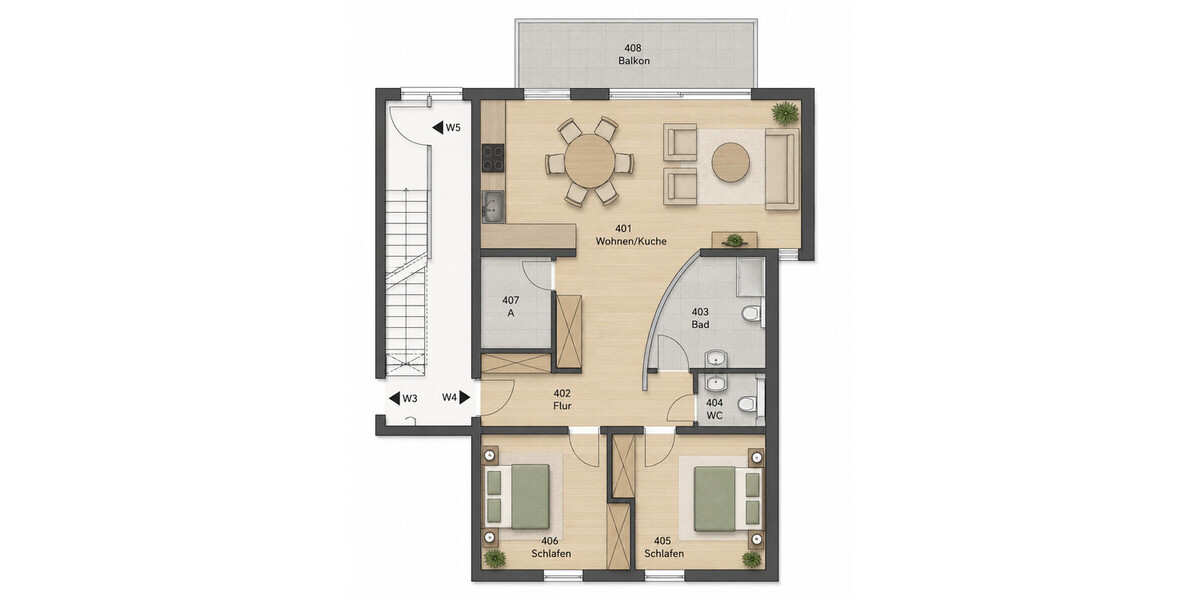 HORN IMMOBILIEN++ Karlshagen (Usedom), voll ausgestattete 3-Raum Ferienwohnung, mit Parkplatz+Balkon - Etagenwohnung Karlshagen | Angebot:27129909