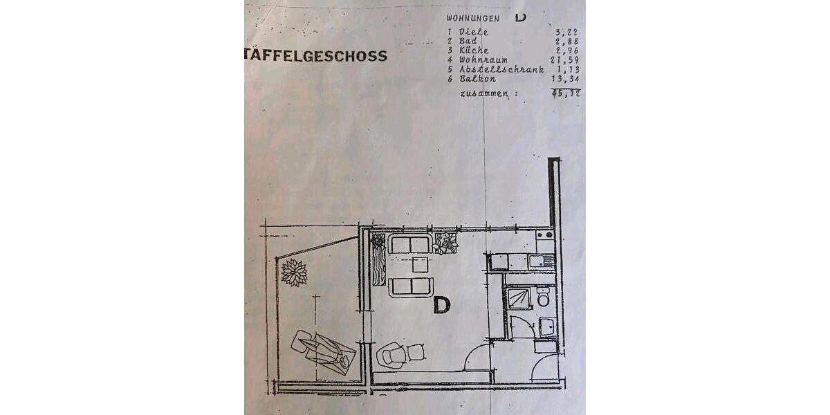 Terrassenwohnung Cuxhaven - 1 Zimmer, 45 m&sup2;, 130.000&euro; | Angebot:26406782