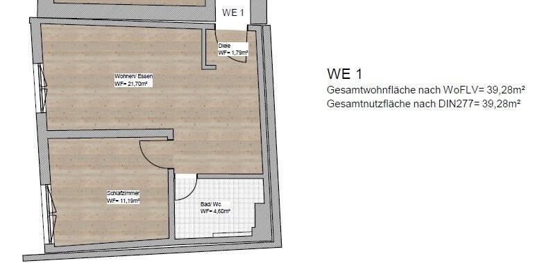 Etagenwohnung Ingolstadt Altstadt Nordwest - 2 Zimmer, 39 m&sup2;, 719&euro; | Angebot:26875075