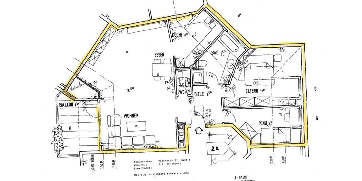 Dachgeschoßwohnung Hattersheim am Main - 3 Zimmer, 84 m&sup2;, 330.000&euro; | Angebot:22840438