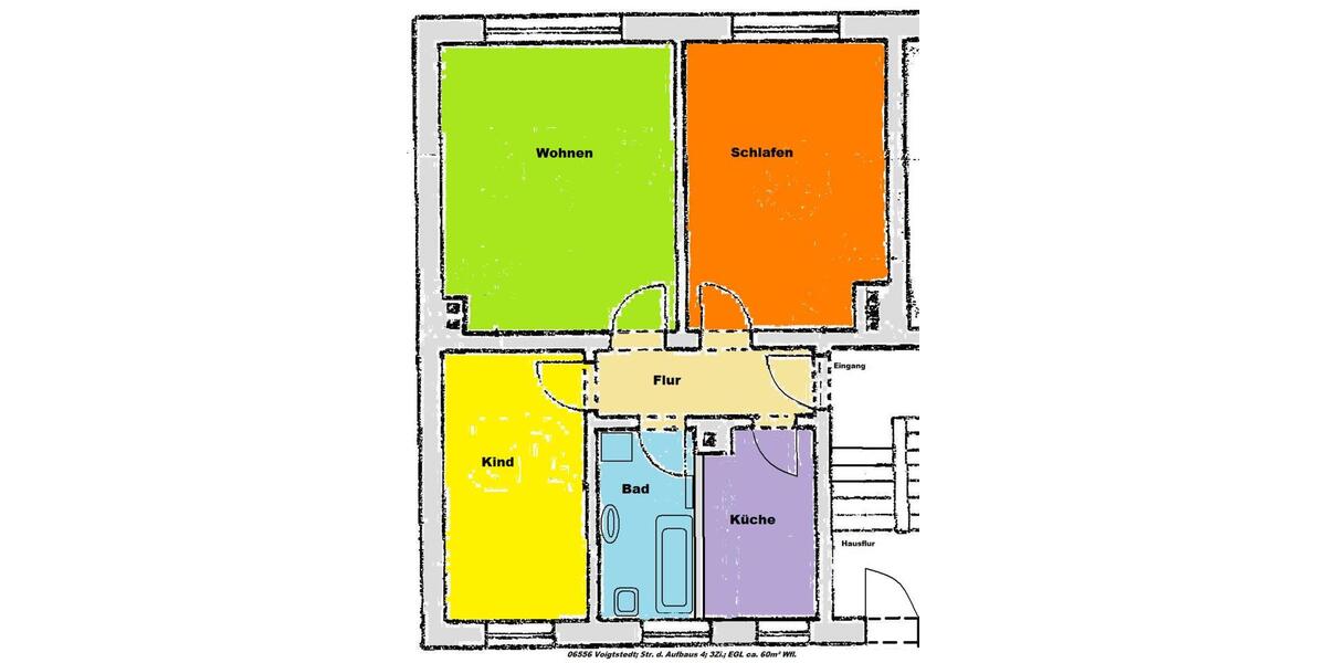 Etagenwohnung Artern - 3 Zimmer, 61 m&sup2;, 350&euro; | Angebot:25872428