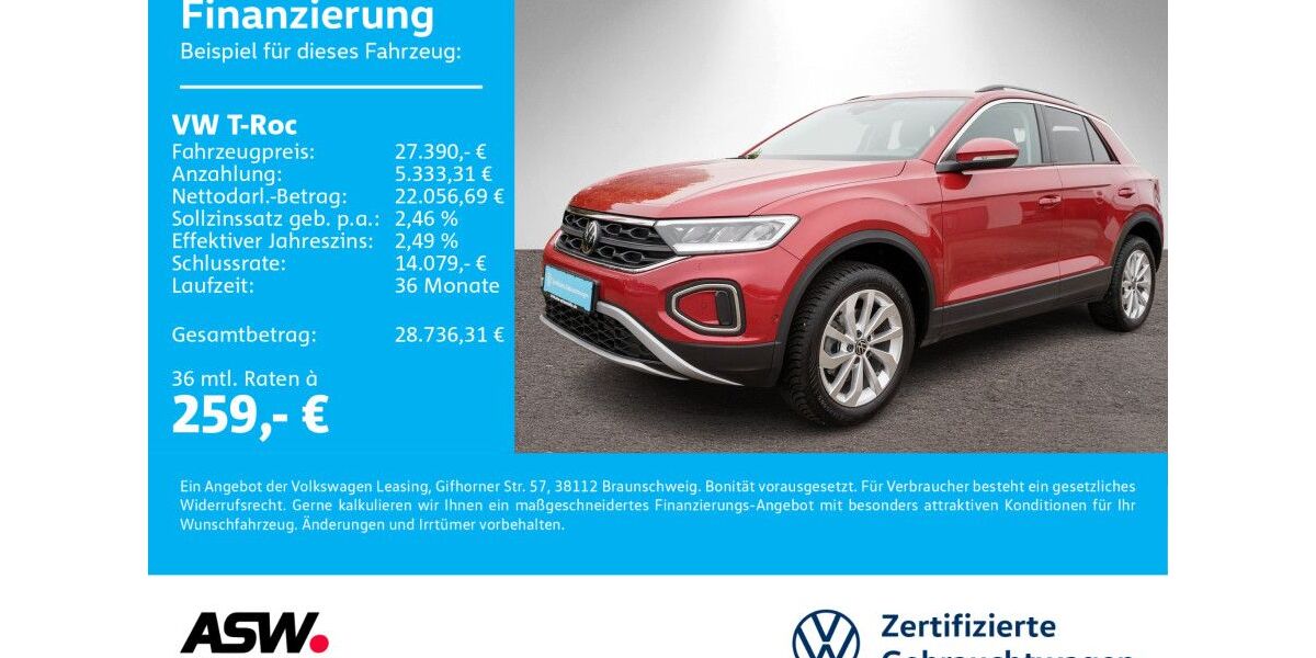 VW T-Roc 22.990 km 24.790 &euro; Bad Rappenau 74906