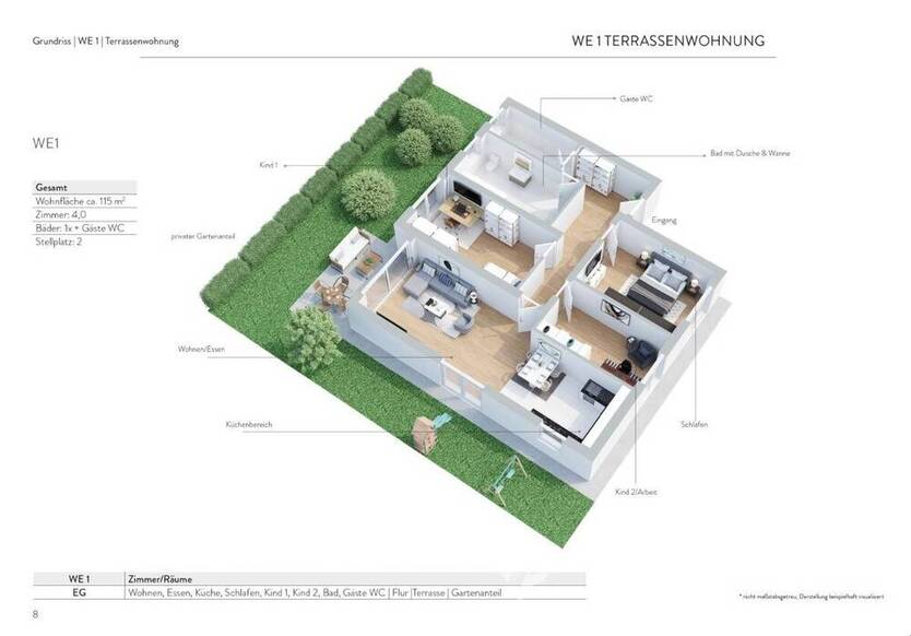 Neubau fertiggestellt! Hochwertige 4 Zimmer Terrassenwohnung mit Gartenanteil.