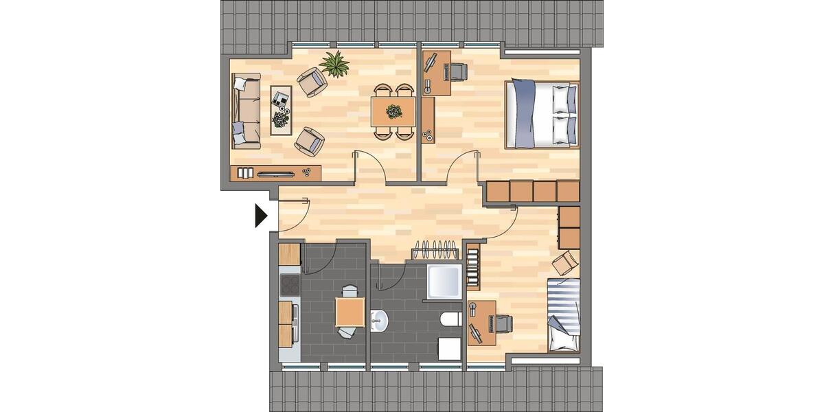 Etagenwohnung Zeven - 2 Zimmer, 56 m&sup2;, 539&euro; | Angebot:26349674
