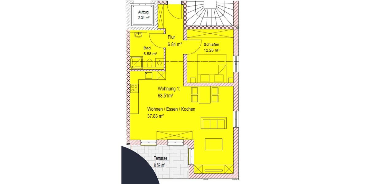 Erdgeschoßwohnung Neuötting - 2 Zimmer, 70 m&sup2;, 1.020&euro; | Angebot:26523063