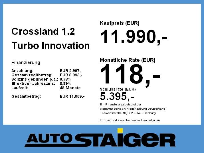 Opel Crossland 105.000 km 11.990 &euro; Schwäbisch Gmünd 73525