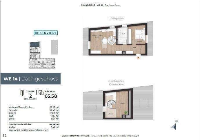 Etagenwohnung Nürnberg Reutles - 2 Zimmer, 63 m&sup2;, 890&euro; | Angebot:26361515