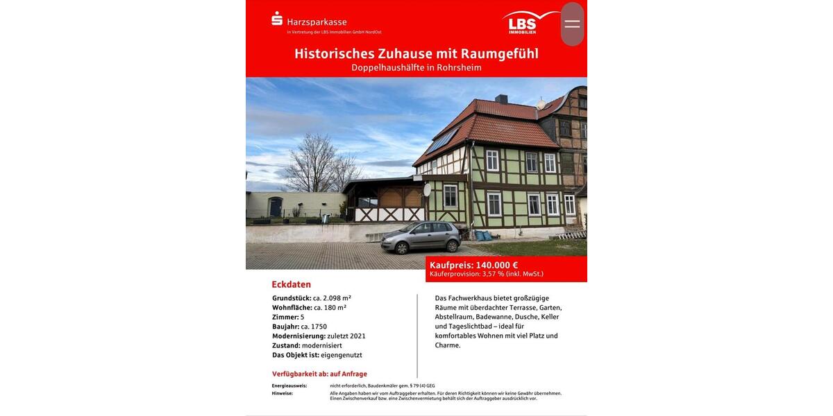 Doppelhaushälfte Osterwieck - 140.000&euro; | Angebot:25402535