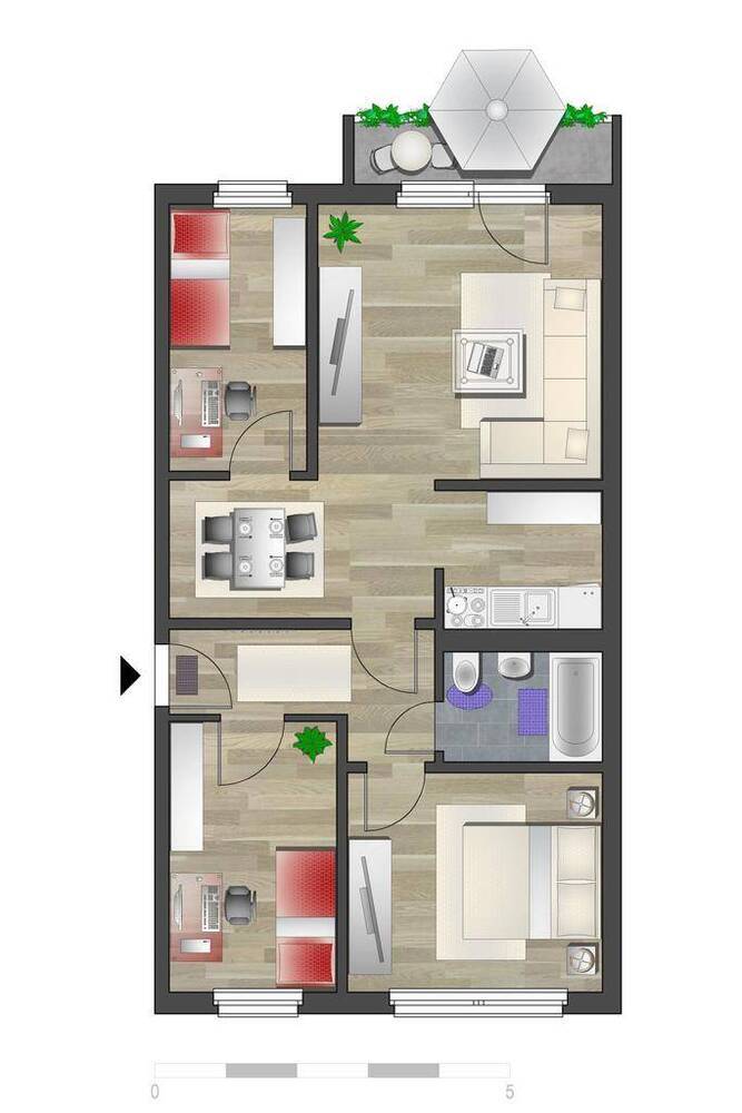 4-Raum-Wohnung mit großem Wohn-Essbereich