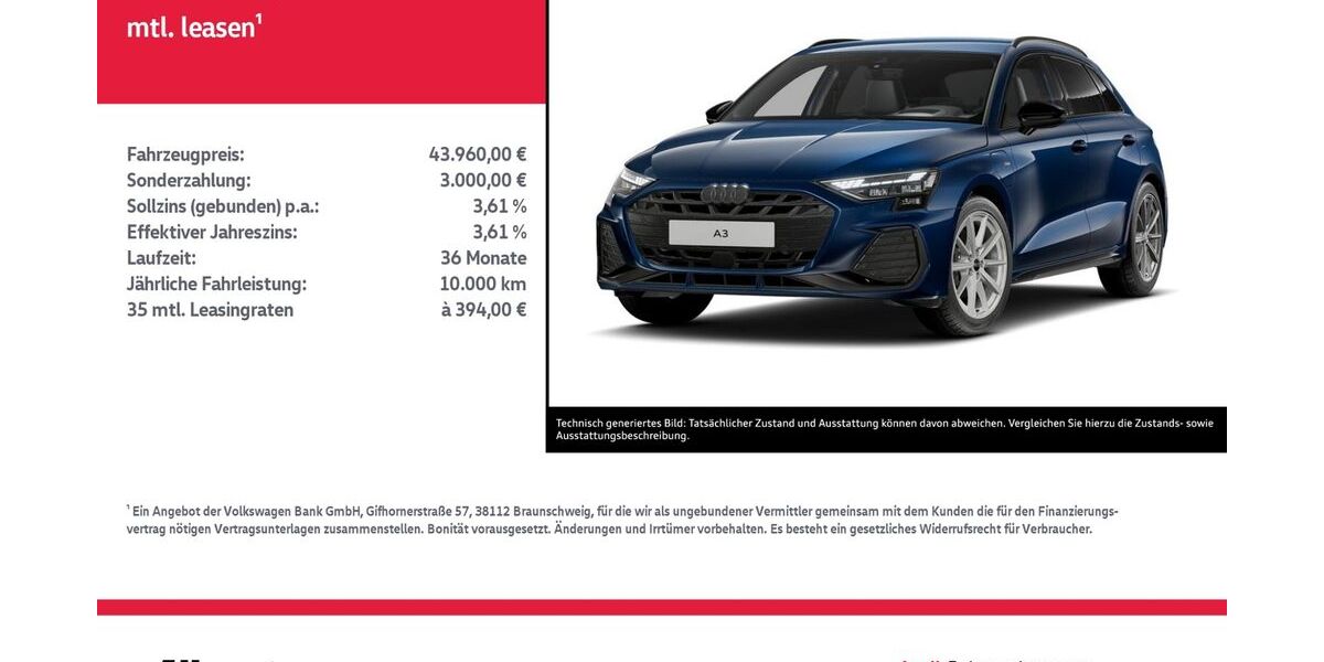 Audi A3 7.765 km 43.960 &euro; Nordhausen 99734