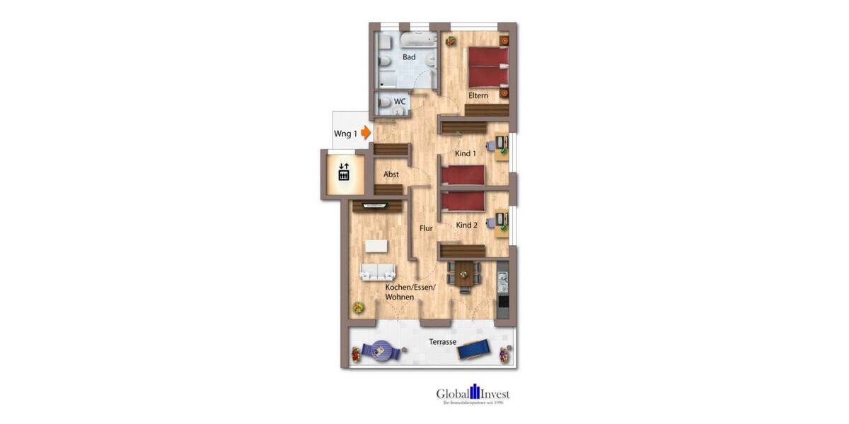 Etagenwohnung Buchen (Odenwald) Buchen - 4 Zimmer, 95 m&sup2;, 1.150&euro; | Angebot:26805850