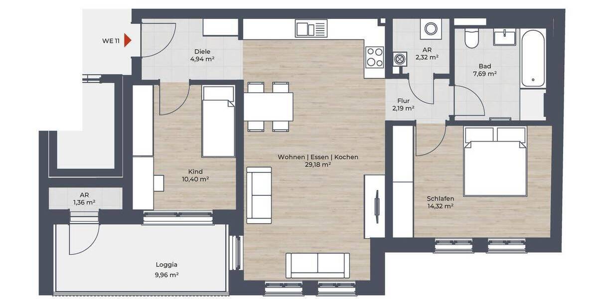 Etagenwohnung Nürnberg St Leonhard - 3 Zimmer, 77 m&sup2;, 458.250&euro; | Angebot:26887458