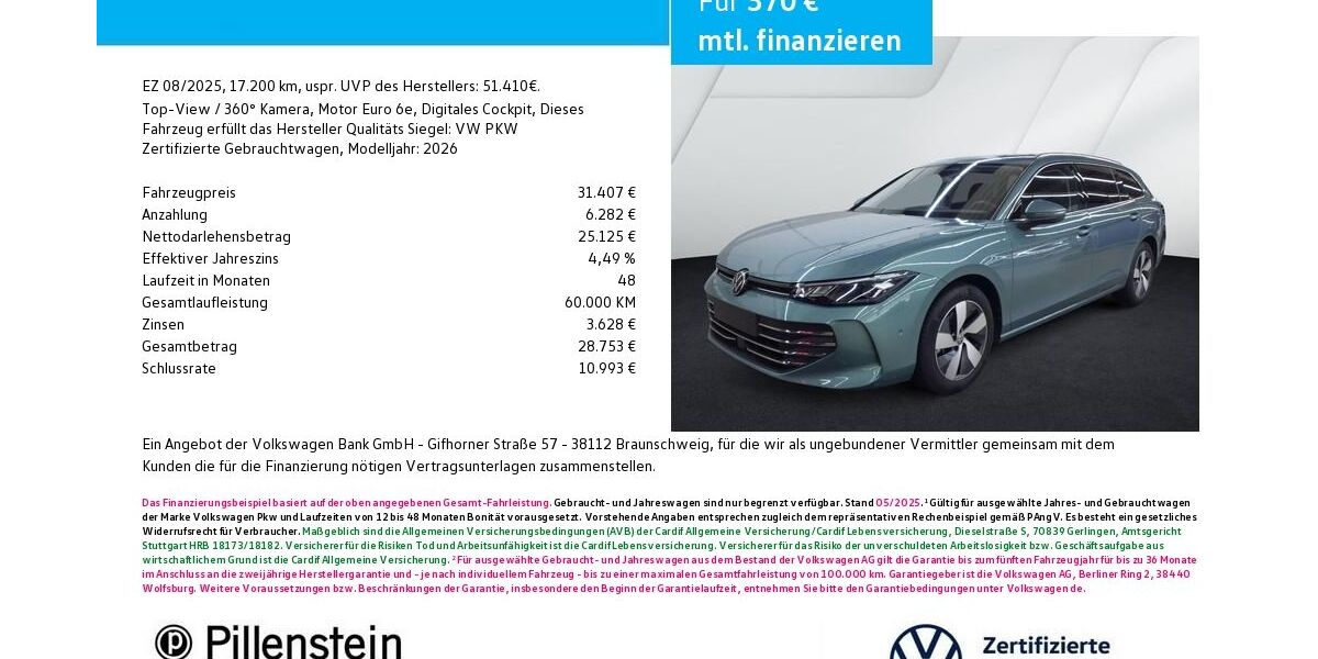 VW Passat 17.200 km 31.407 &euro; Fürth 90762