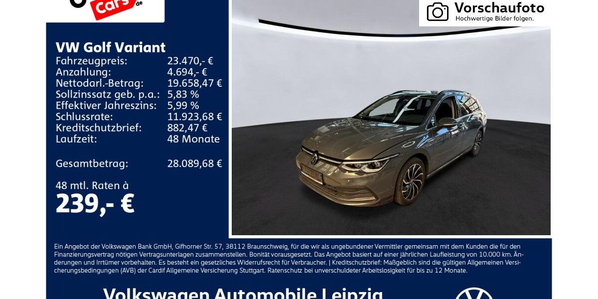 VW Golf 83.972 km 23.470 &euro; Leipzig 04277