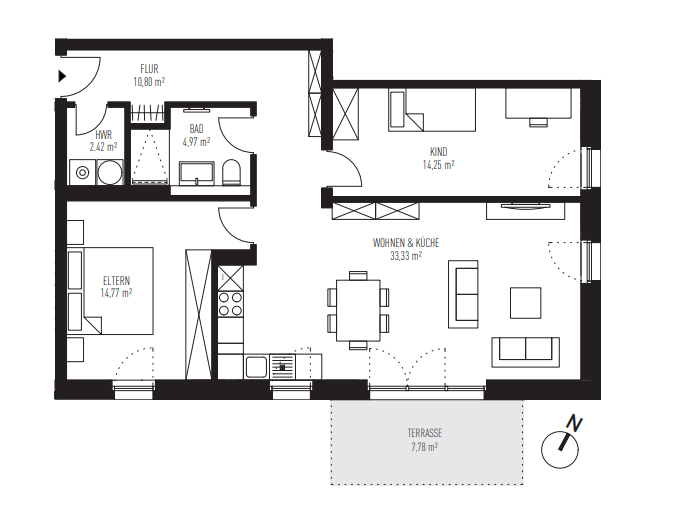 Terrassenwohnung Königs Wusterhausen Zeesen - 3 Zimmer, 88 m&sup2;, 426.586&euro; | Angebot:25699852